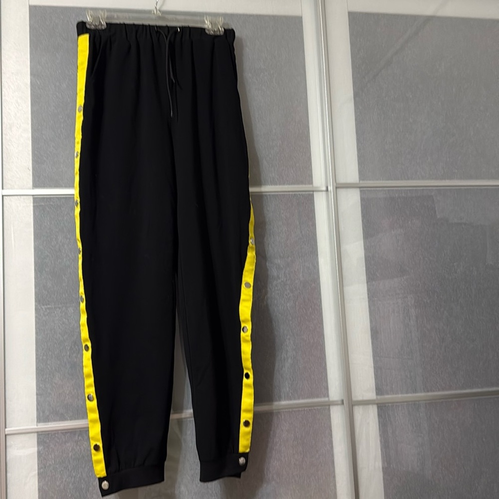 LF EMMA & SAM Black Cotton Snap Side Jogger Pants